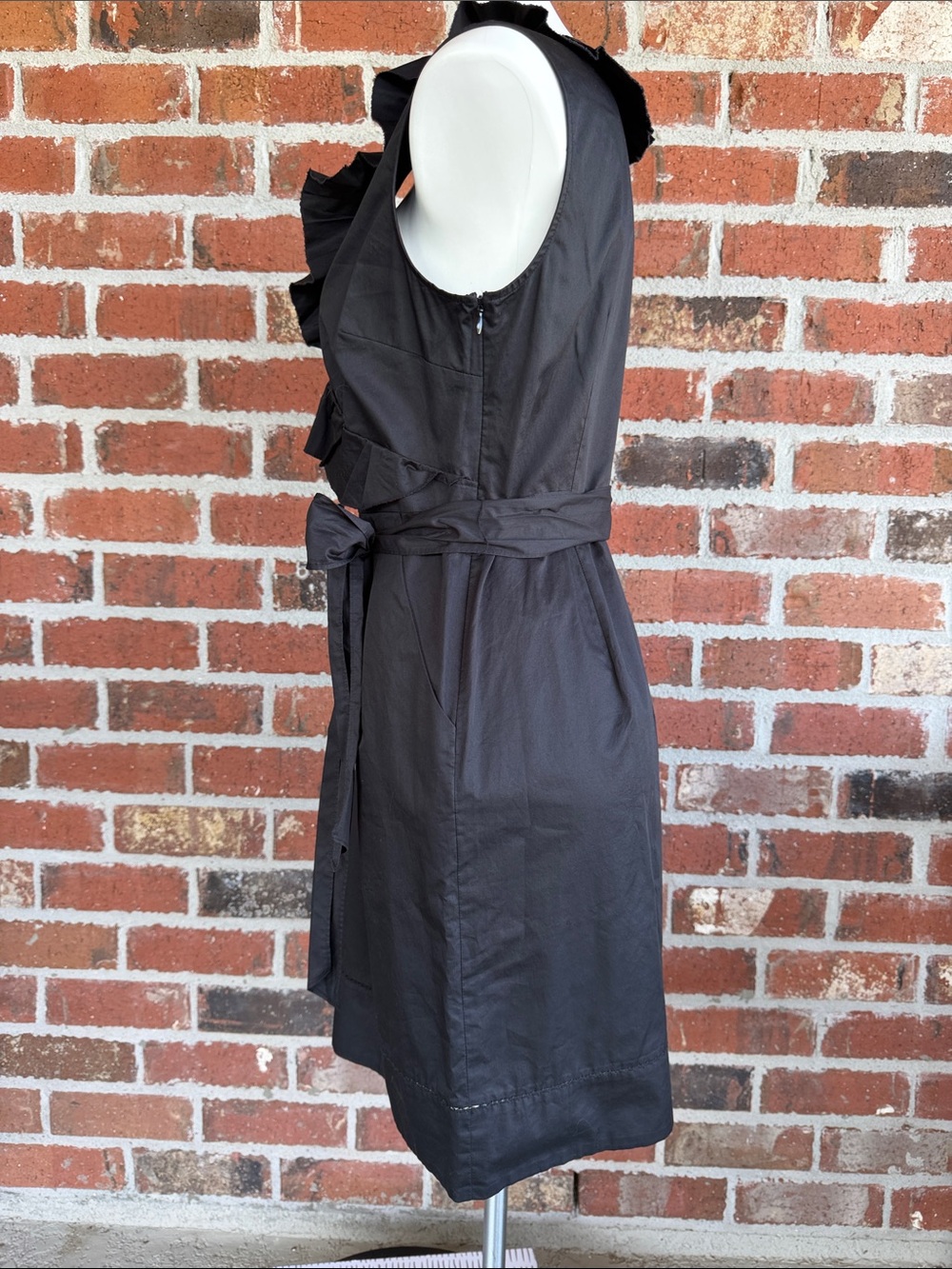LOFT Black Ruffle Wrap-Style Mini Dress - Picture 5 of 7